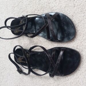 Saks Fifth Avenue Black leather sandals